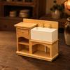 1:12 Scale Wooden Vanity with Sink Wood Finish Miniature Drawer and Shelving Realistic