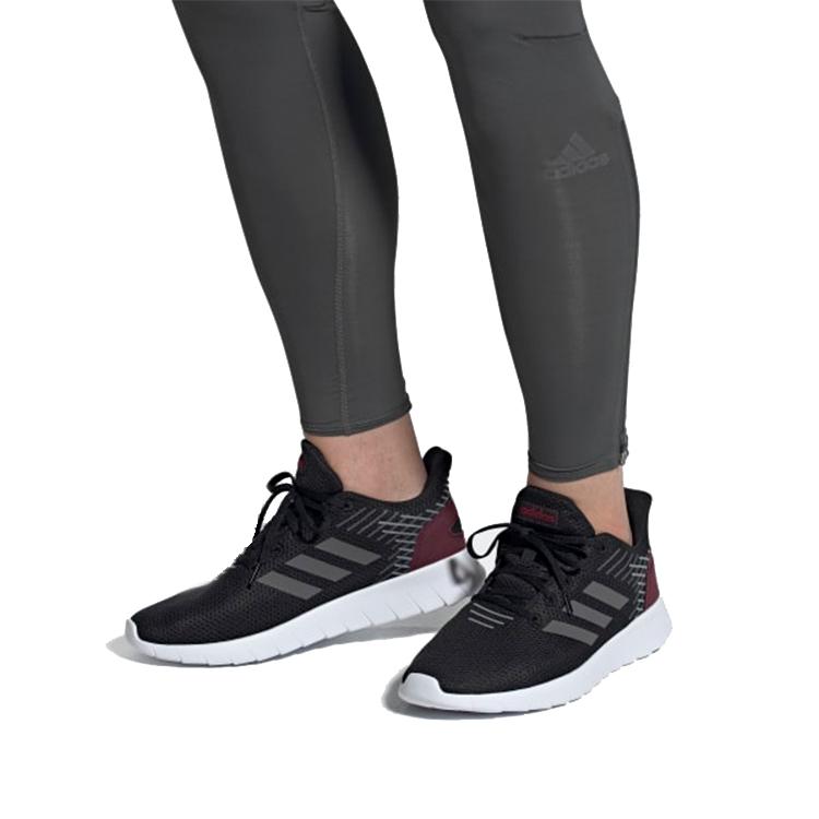 adidas Asweerun Nylon Cushioning Slip Resistant Abrasion Resistant Low Top Casual Running Shoes Men's Black Red White EE8445