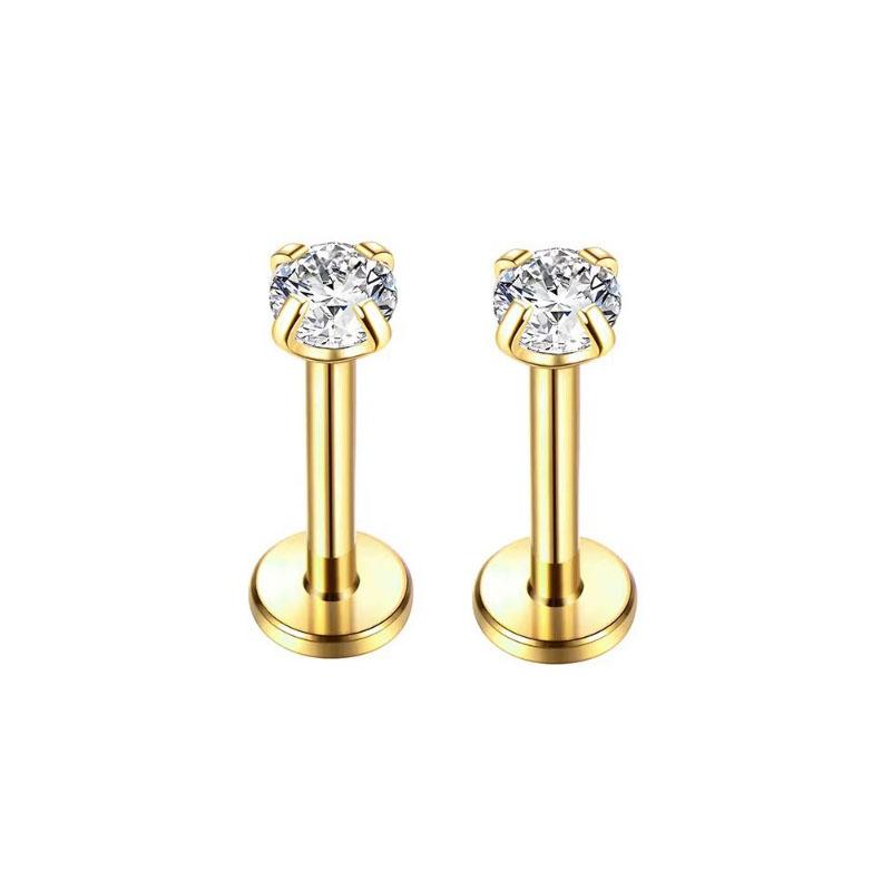 

2pcs Stainless Steel Piercing Tragus Stud Earrings, Crystal Labret Small Ear Stud Helix Cartilage Earring for Women Body Jewelry 6MM