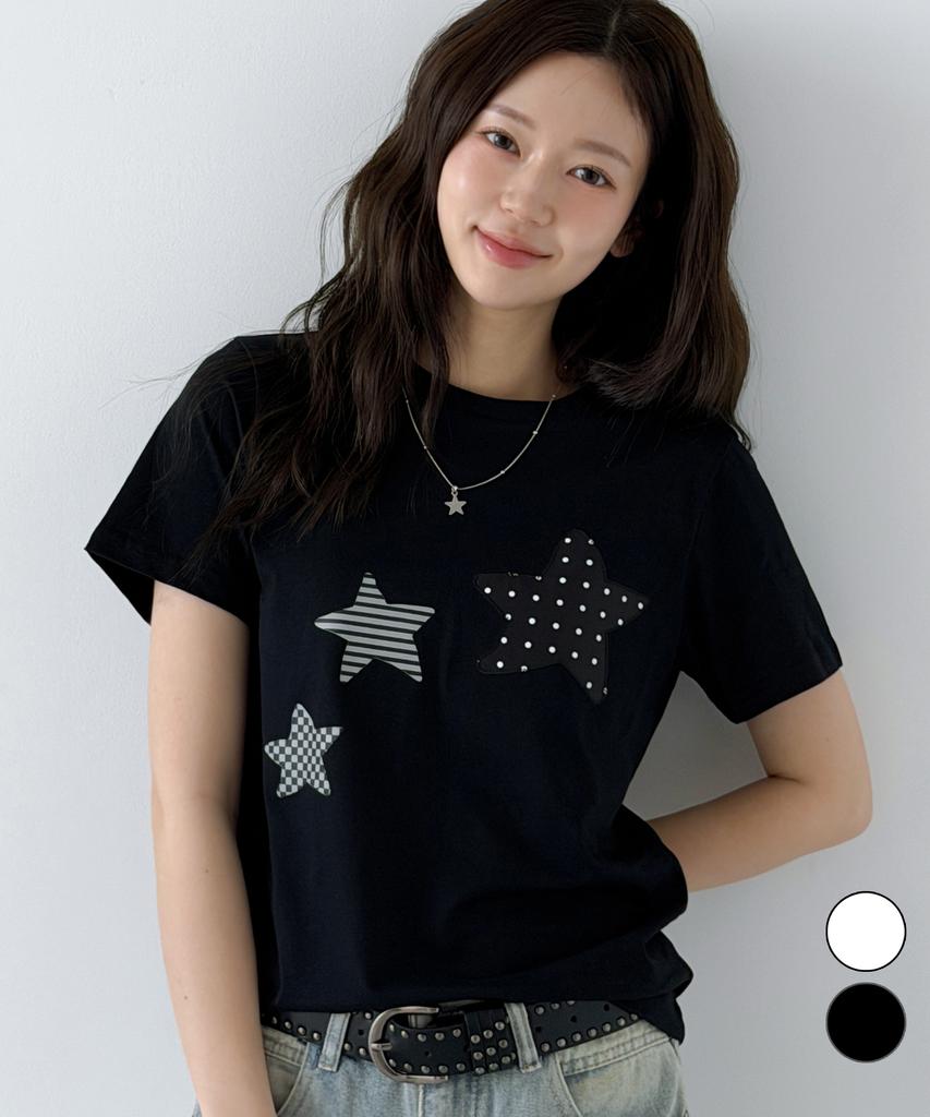 NTBC Dot On Star Graphic Short Sleeve T-Shirt_2 Colors