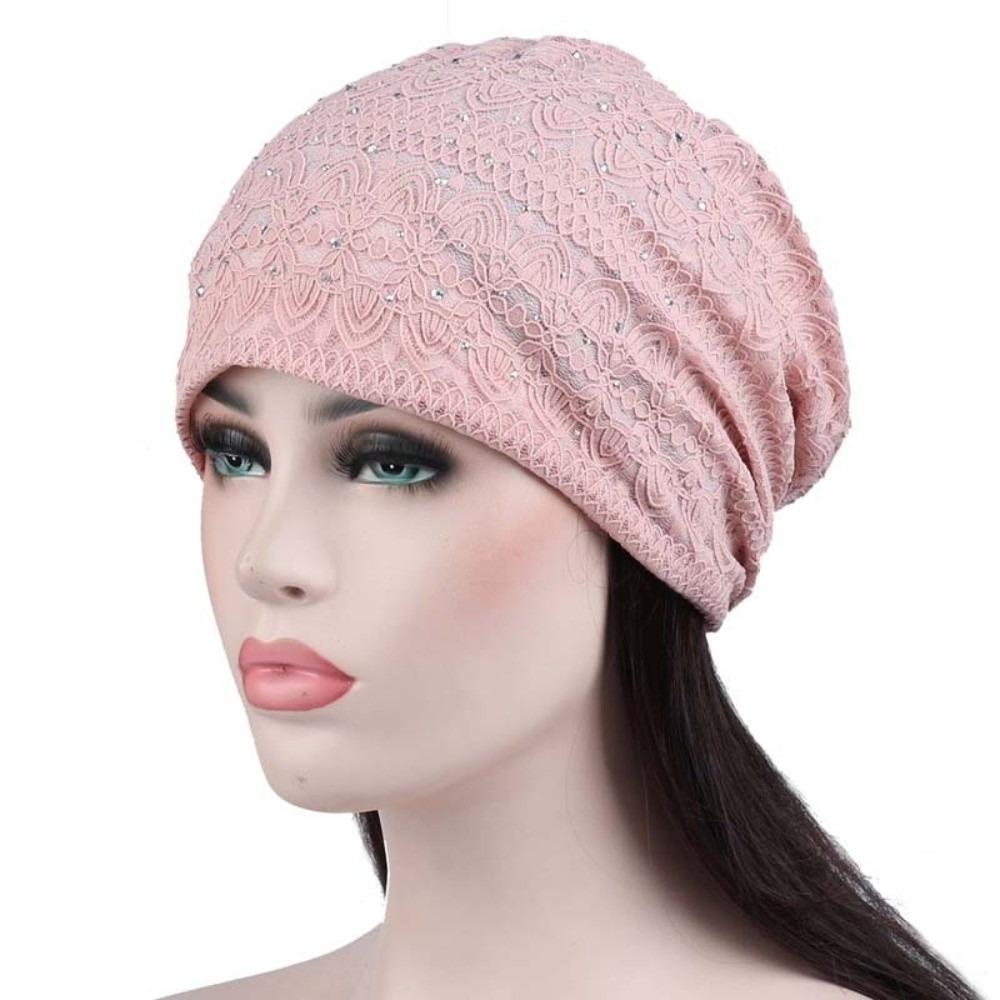 Ethnic Style Lace Beanie Hats Soft Hijab Turban Cap Casual Warm Bonnet Caps Autumn Spring