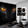 4Pcs Cat Shower Curtain Set with Non-Slip Bath Mat, Toilet Lid Cover, Contour Rug & 12 Hooks, Bathroom Decor