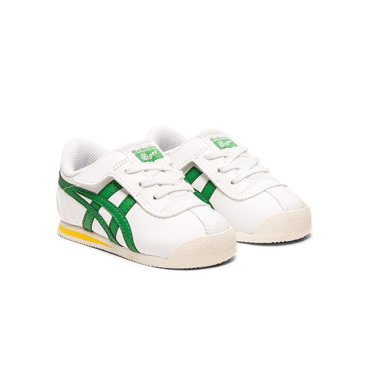 Onitsuka Tiger Corsair Velcro Non-Slip Low-Top Sports Casual Shoes Baby sneaker White Green Yellow 1184A050-100