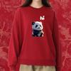Custom Panda Pattern Heavyweight Long Sleeve Crew Neck Sweatshirt for Milk Tea Shop Workwear