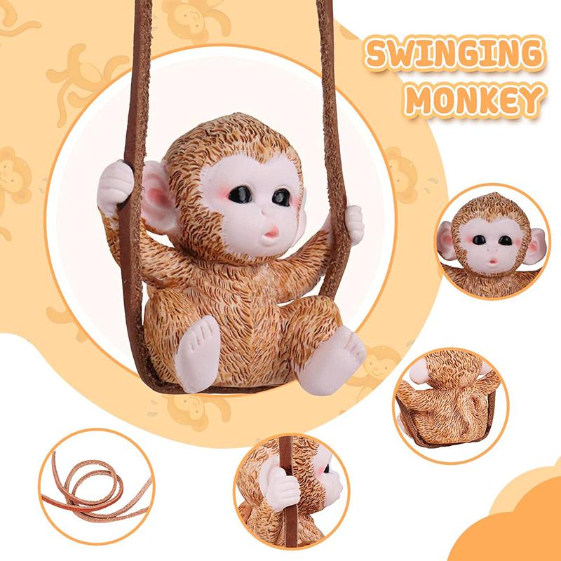 Cute Resin Monkey Car Hanging Ornament Hand-painted Rearview Mirror Pendant for Car Interior New Automotive Decoration