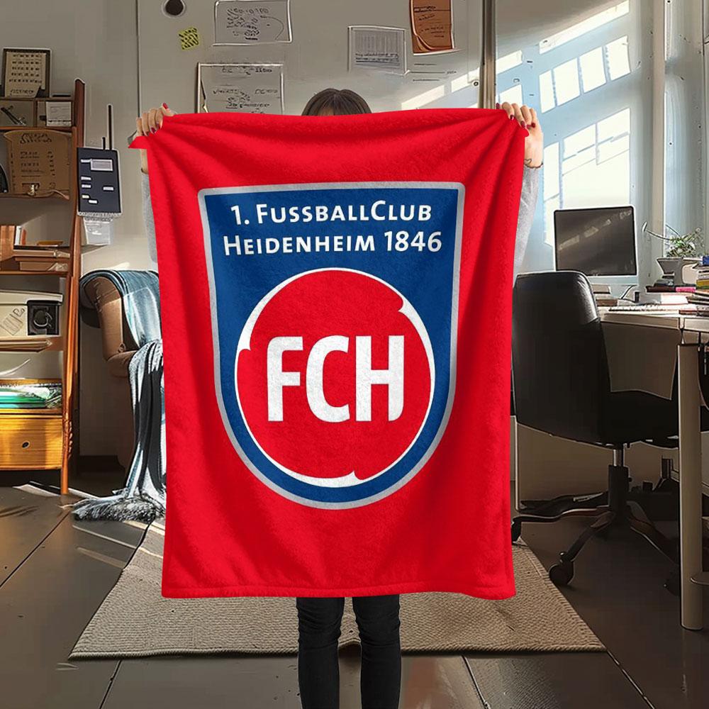 1PC 1. FC Heidenheim Patterned Flannel Blanket Suitable For All Seasons for Home Decor Warmth and Comfort Gifts Holiday Present