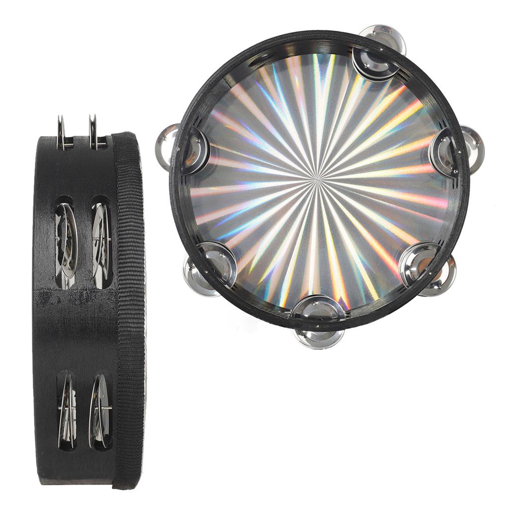 Bęben Tamburynowy Laserowy Zespół Akompaniujący Instrument Perkusyjny Orffa 8 cali 2 Rzędy Dzwonków