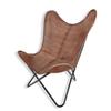 Dark Brown Leather Butterfly Chair - Comfortable Arm Rest Butterfly Chair - with Iron Stand