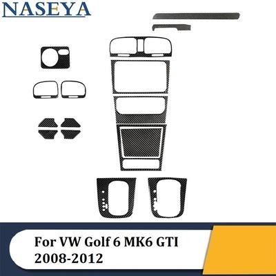 For Volkswagen VW Golf 6 MK6 GTI 2008-2012 Carbon Fiber Decorative Black Stickers Car Accessories Interior