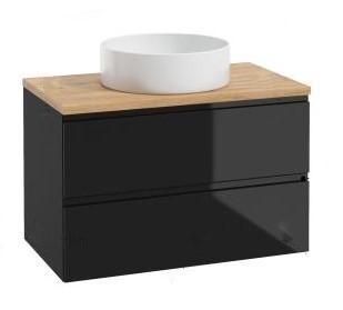 Szafka łazienkowa 80x50 cm wisząca czarny połysk z blatem Modus