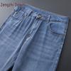Zengzhi Men's Tencel Lyocell Loose Straight Ice Silk Jeans