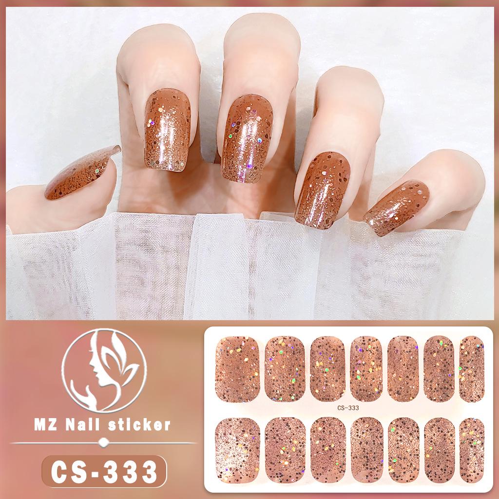 CS Waterproof No-Bake Gel Nail Polish: Full-Cover Korean-Style Multi-Color Glitter Nail Art Stickers