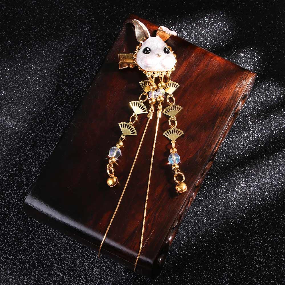 Girl Cute Cosplay Kimono Hanfu Tassels Hair Clip Hairpin Hair Accessories Rabbit