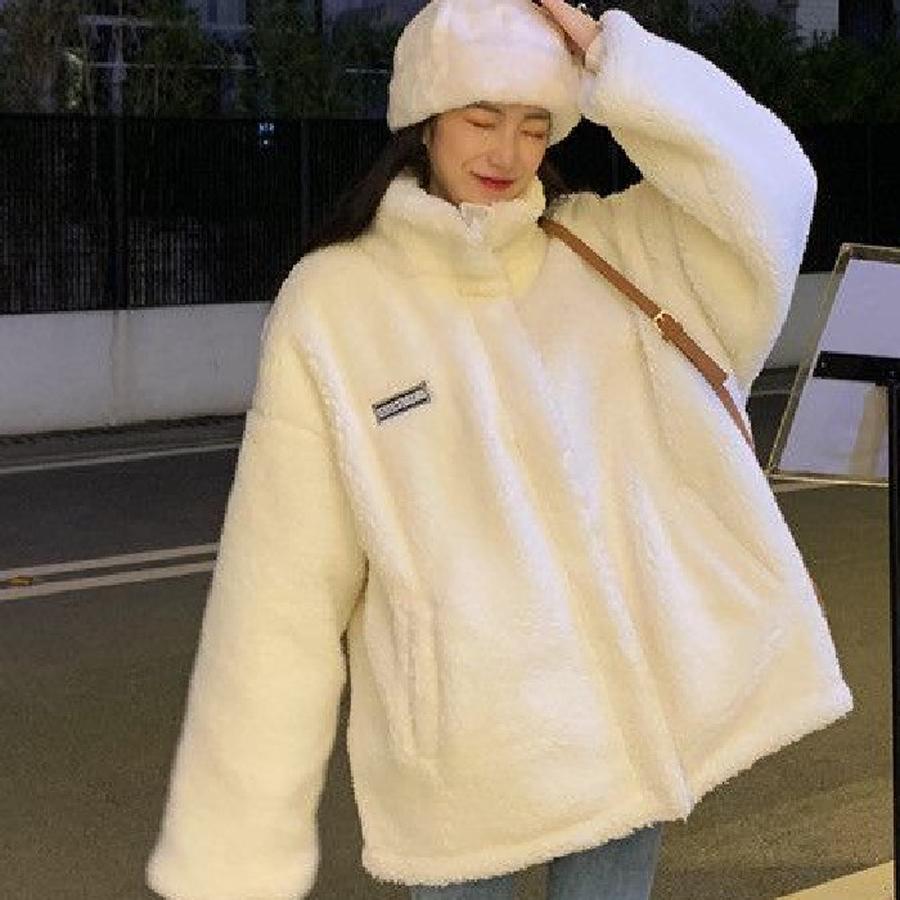 Fleece ovčí vlna kabát dámský zimní podzimní sezóna univerzální bavlněná bunda student nový styl Ins Hongfeng fleece hustý top trendy