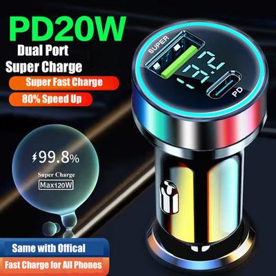 Pd 20w nabíječka do auta Super rychlý nabíjecí adaptér typu C USB 120w přenosný pro Iphone 14 Pro Max 13 12 11 Ipad Airpods Xiaomi Oneplus