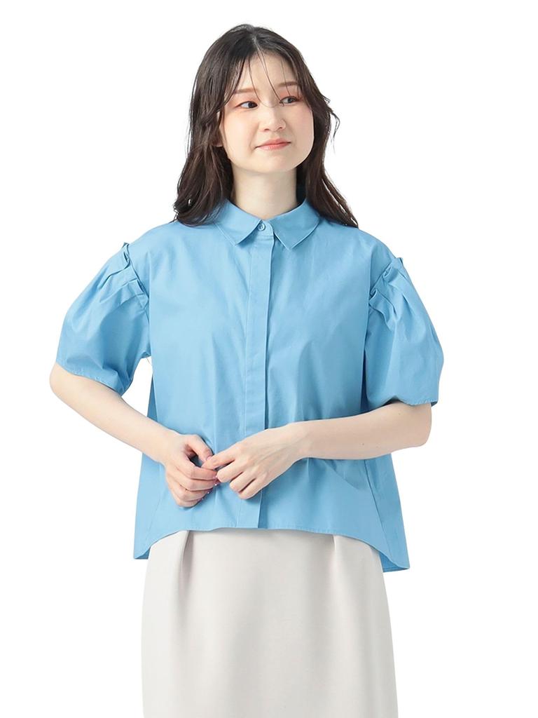 Beams Heart Shirt with Shoulder Big One Size Women's S/S Tucks, Shirt, SAX,