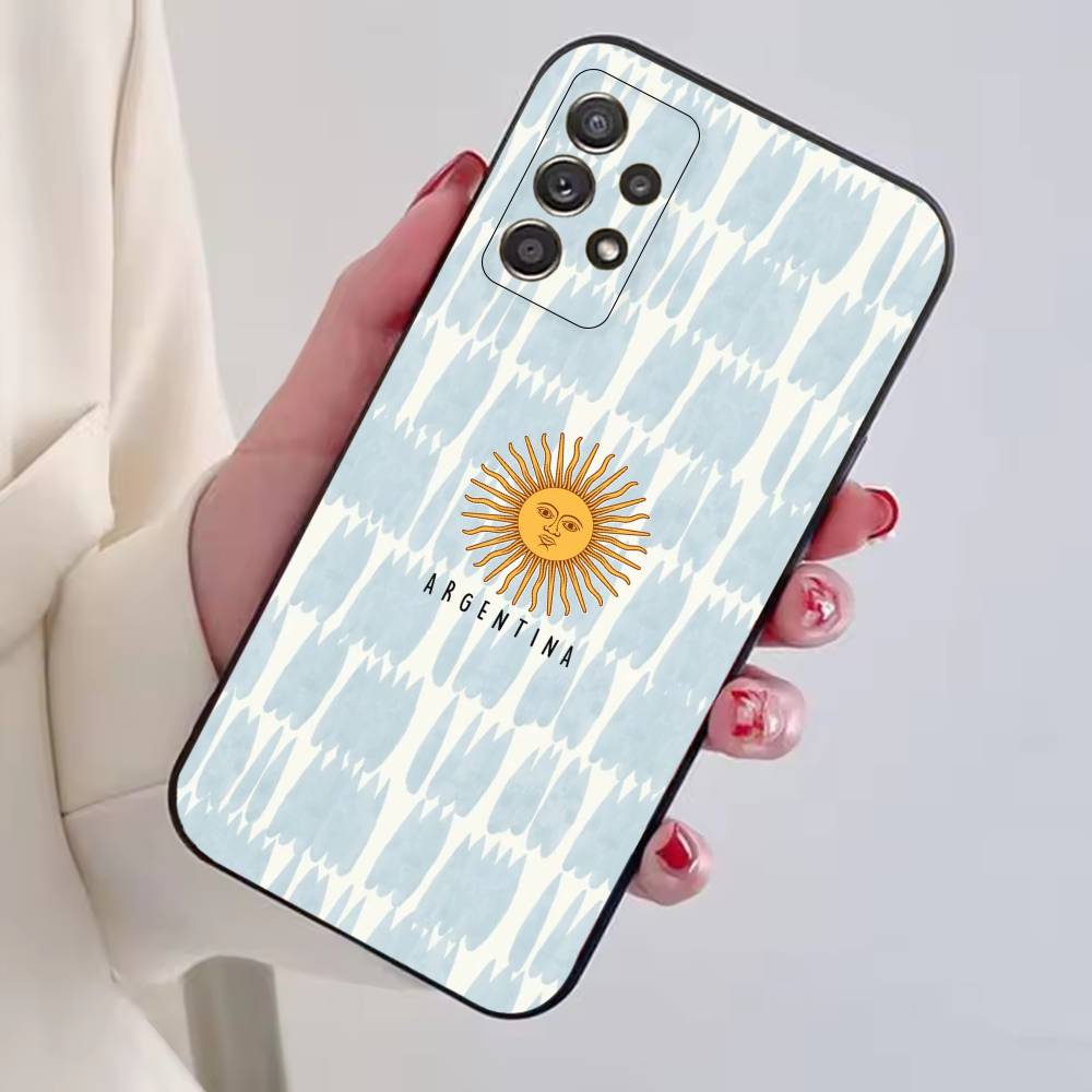 A-Argentina Football Fan Support Flag Phone Case For Samsung S25,S24,S21,S22,S23,S30,Ultra,S20,Plus,Fe,Soft Silicone Black Cover