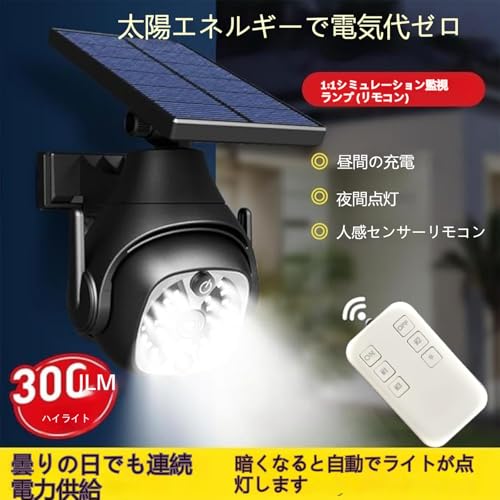 Clearhill Dummy Fake Security Camera and Solar Motion Sensor Light, 2-in-1 Solar Light with Remote Control, Realistic Appearance, Easy Installation, I