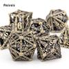 7 Pcs Copper Hand Skull Head Metal Dice Hollow Metal Polyhedral Dice Set Suitable for Role-Playing RPG  Board Game Card Game