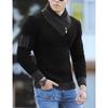 Men's Casual Solid-color Patchwork Style Long-sleeved High-neck Sweater, Men's Fitted Knitted Pullover, Scarf Collar Sweater
