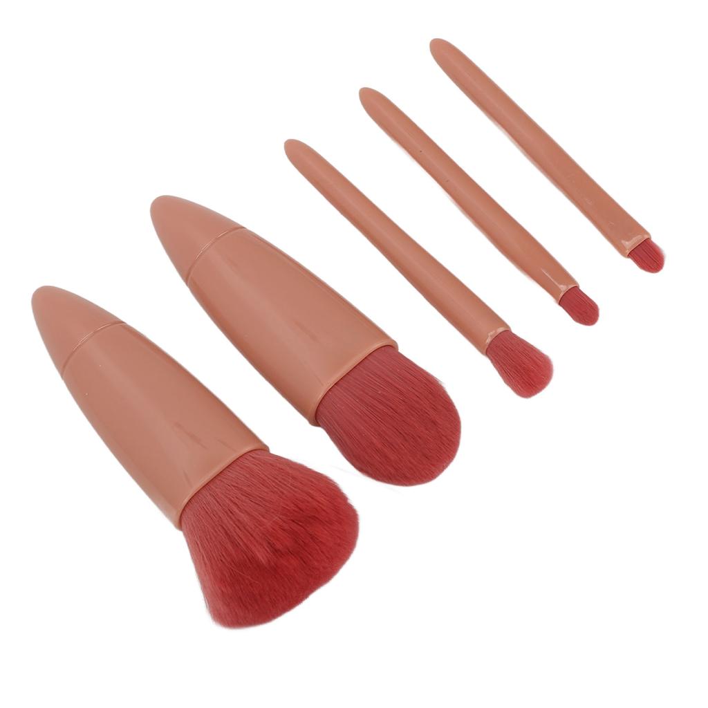 5pcs Makeup Brush Set Eyeshadow Loose Setting Powder Portable Complete Mirror Cosmetic Brushes Kit