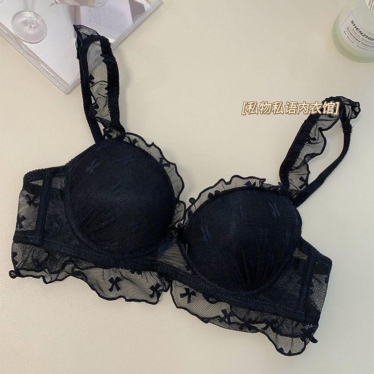 Fragrant love butterfly, underwear women's small breasts thin sexy gathering no steel ring anti-sagging girl lace bra cover