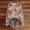 Women's Fashion Casual Long Sleeve Christmas Print Hooded Knitted Sweatshirt