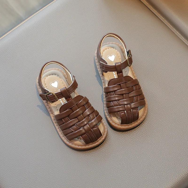 Baby Girl Sandals Summer Sandals for Boy Fashion Children Cut-Outs Beach Shoes Braided Style Kids Causal Walking Flat Sandals