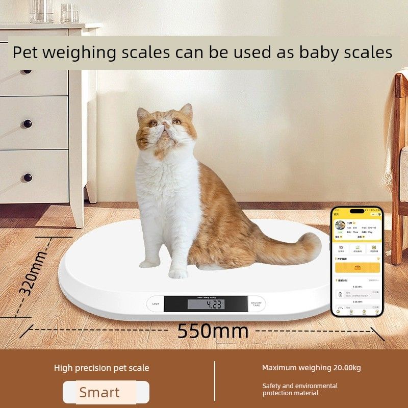 

Small White Scale Cat Weighing Device Pet Shop Precision Scale Special for Medium-Sized Pets [50g- 20kg] White