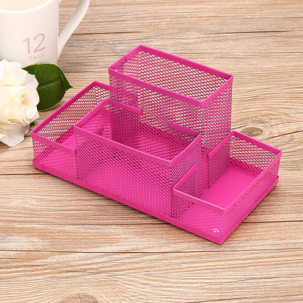 Metal Mesh Home  Pen Pencils Holder Desk Stationery Storage Organizer Box 