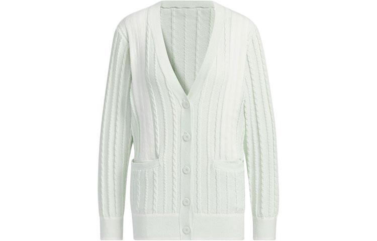 Adidas Primeknit Cable Pattern Cardigan Knitwear Women s Light Green IN6622 S