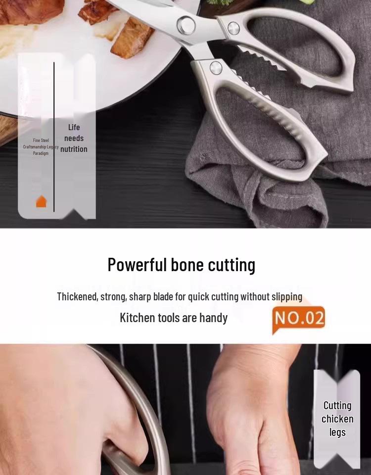 German-Style Multi-Functional Kitchen Shears: Strong Stainless Steel Scissors for Cutting Chicken Bones and Gutting Fish