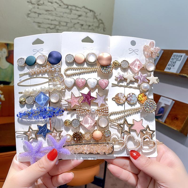 Elegant Pearls Geometric Hair Clips Crystal Hairpins Sweet Hair Ornament Hairpin Barrette Headband Hair Accessorie