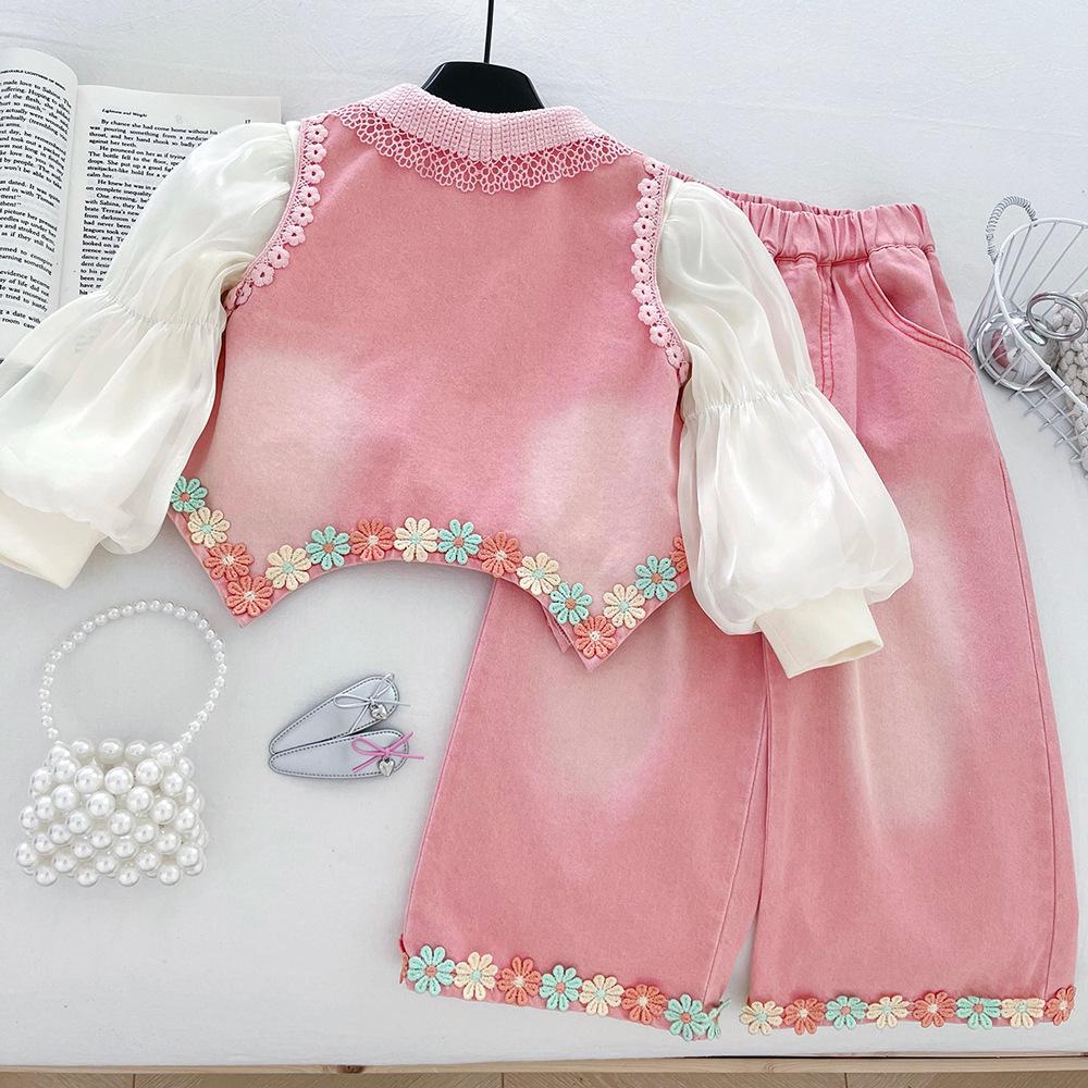 2025 Baby Girl Autumn Fashion: Sleeveless Denim Jacket and Elastic Pants Set