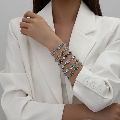 Popular Light Luxury Women's Colored Zircon Flower Branches and Leaves Jewelry High-end Color Diamond-encrusted Women's Bracelet