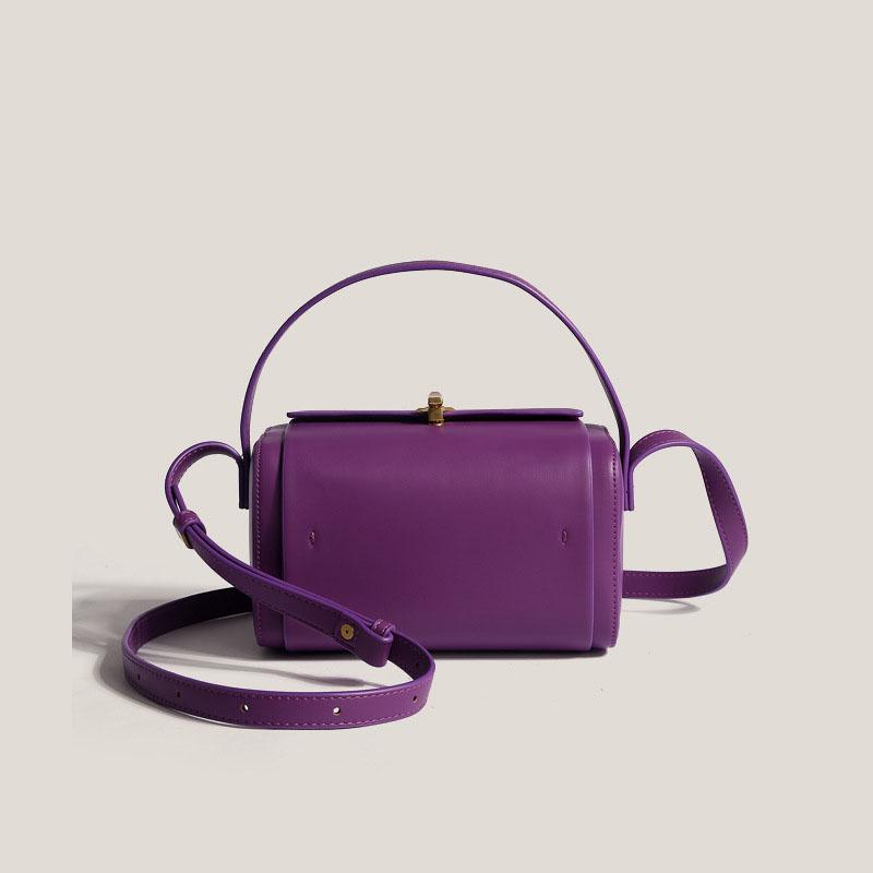 

Малиново-фиолетовая сумка-коробка Boston, новая модная портативная маленькая квадратная сумка-ниша с кожаным ремешком через плечо