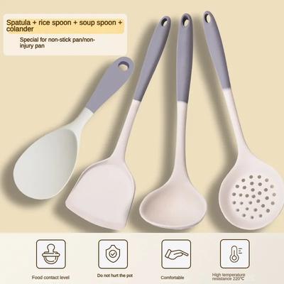 1/2/3/4 sæt Grå hvid silikone spatel suppeske sæt Non-stick pande madlavningsredskaber Køkken madlavningssæt
