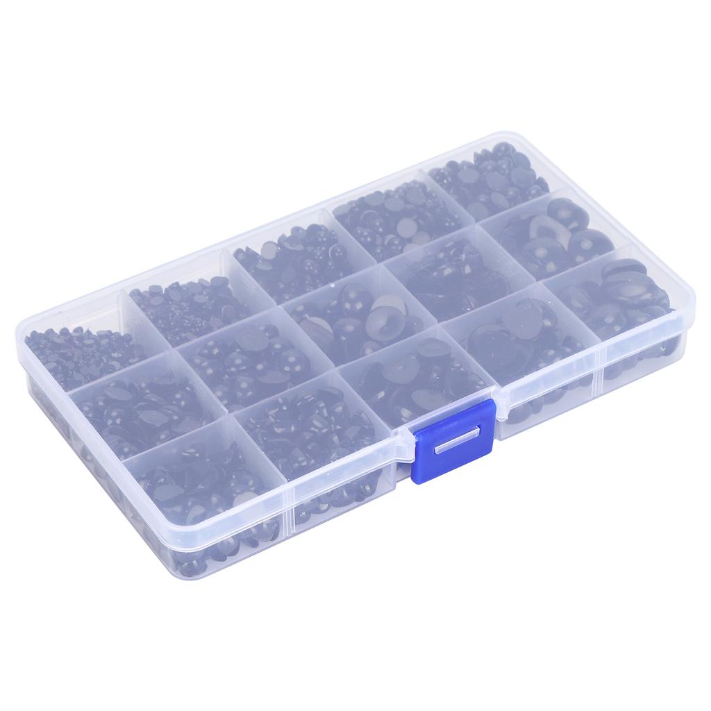 2575Pcs Plastic Eyes and Noses Pack Safety DIY Craft Kit Set with A Storage Box for Toy DollBlack