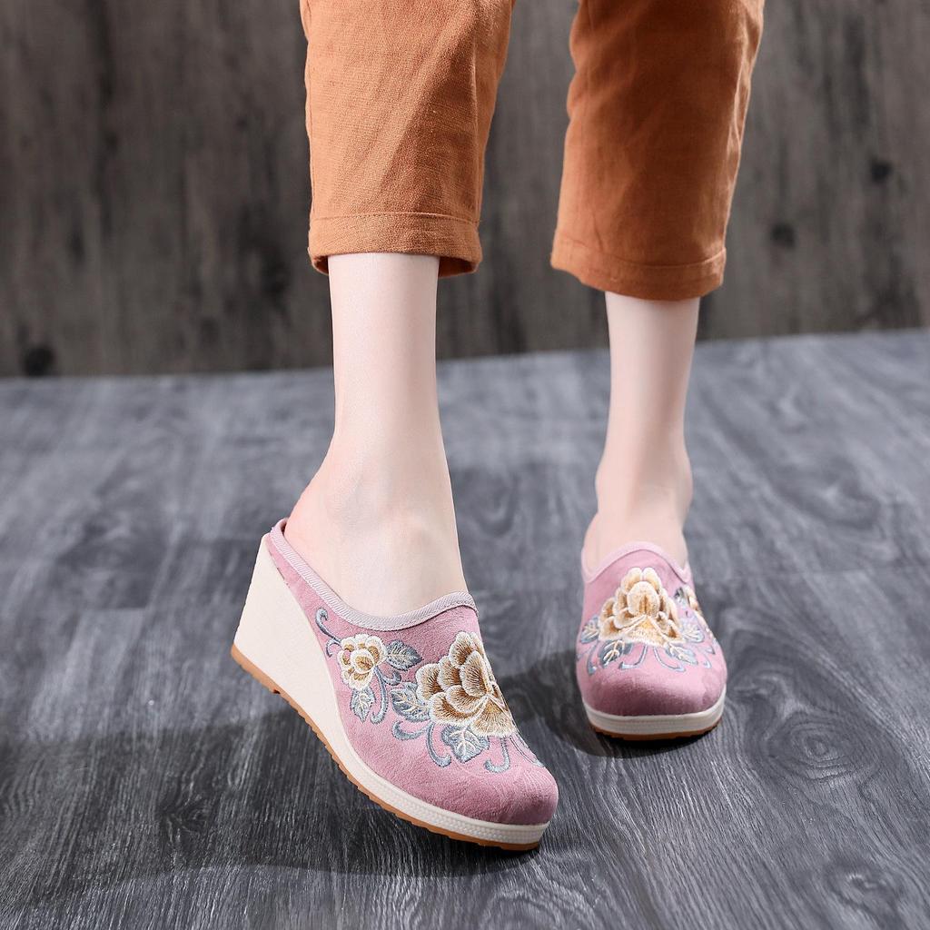 Tianxian 2020 Hanfu Ethnic Embroidered Jacquard High Heel Slippers