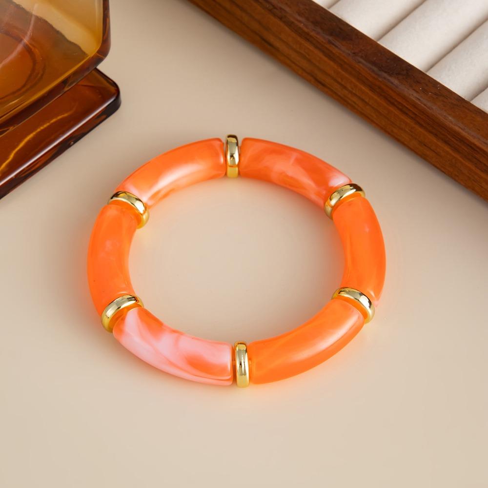

Acrylic Acrylic Bracelets Leopard Print Curved Tube Bangle Vintage Boho Bracelets Women Style 2