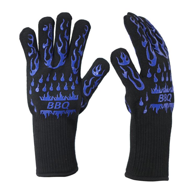 Thickened Aramid BBQ Gloves - 500°F Flame Retardant & Insulated, EN407 Certified, Customizable Anti-Scalding Protection