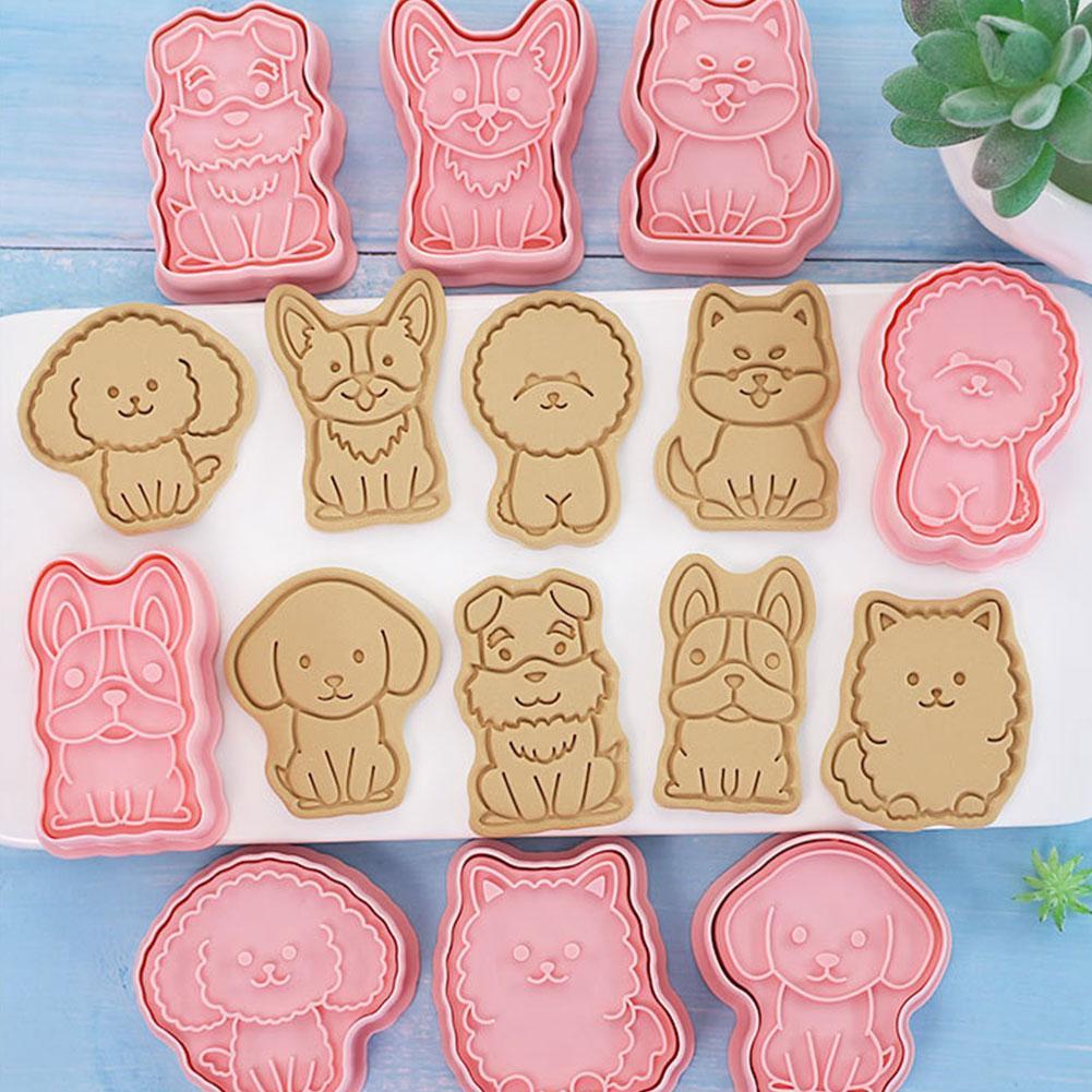 Buy 8Pcs/set Cookie Cutters Mold Plastic Dog Shaped Cookie Mold Cartoon Mould Pressable