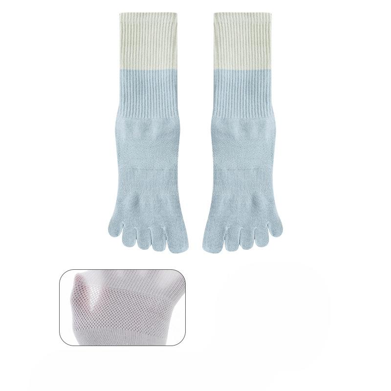 Men's Autumn Cotton Mid-tube Sweat-absorbing, Odor-proof, Mesh Breathable Men's Socks, Color-matching Casual Five-finger Socks