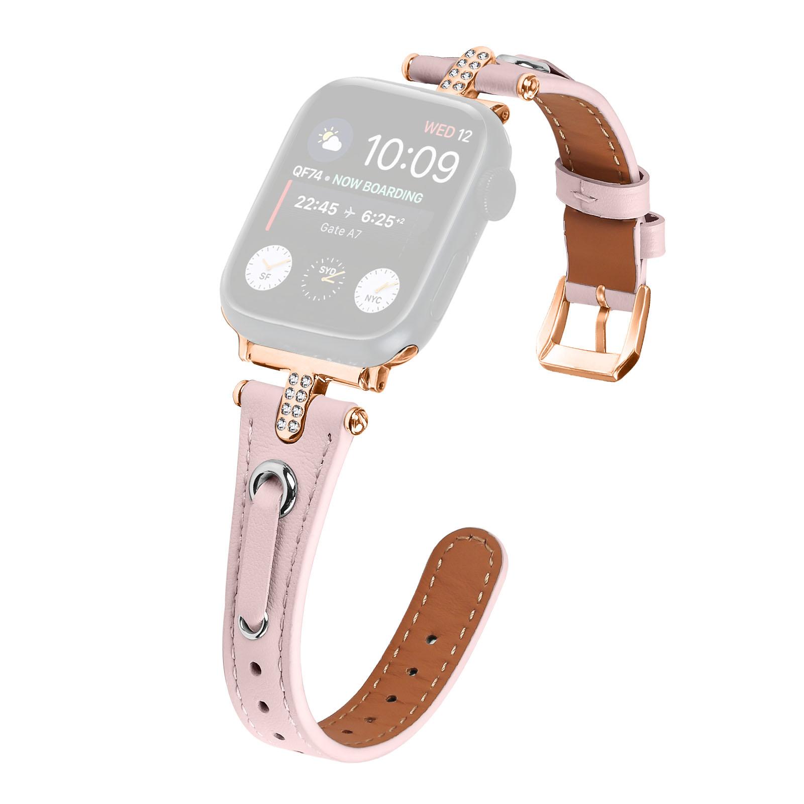 

For Apple Watch 10 46mm/Ultra 2/Ultra 49mm/9 8 7 45mm/SE (2023) SE (2022) SE 6 5 4 44mm/3 2 1 42mm Rose Gold Buckle Watchband Pink