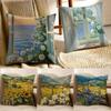 Capa de Almofada Fronha Pintada à Mão Clássica com Paisagem em Tinta a Óleo Antialérgica Decoração de Sala de Estar Sofá Almofada Quarto
