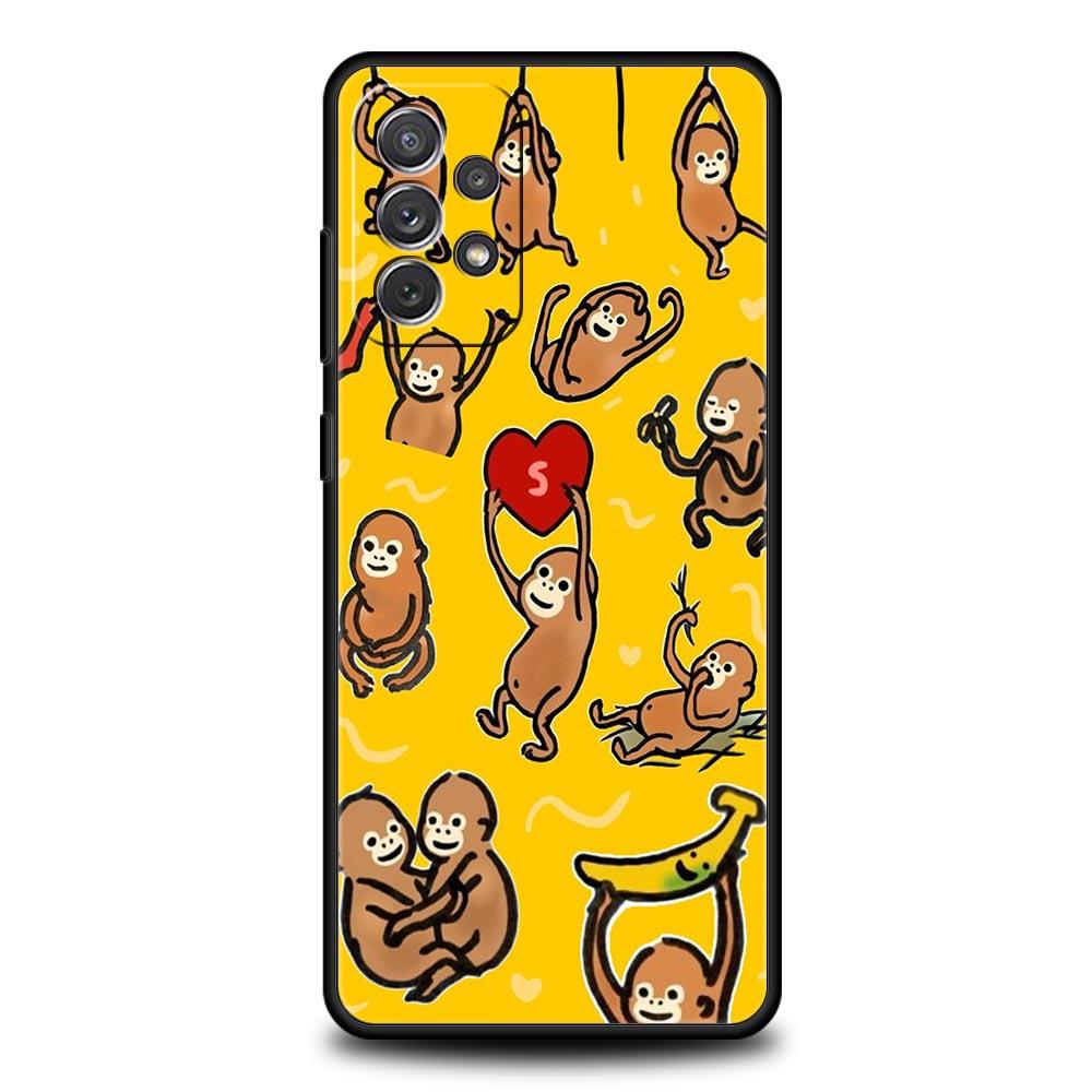 

Monkey And Banana Phone Case for Samsung Galaxy A55 A35 A15 A14 A13 A25 A54 A51 A71 A72 A73 A32 A52 A41 5G Soft TPU Shell Capas Samsung A23