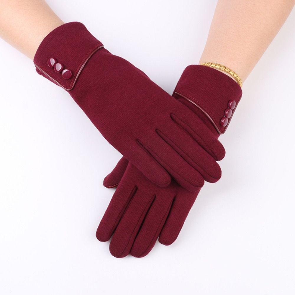 Five Finger Simple Velvet Gloves  Cycling Driving Gloves Full Finger Mittens  Autumn