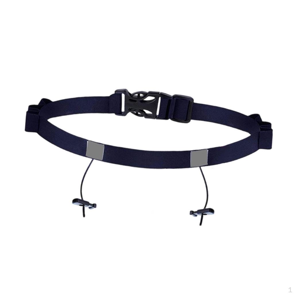 Adjustable Reflective Race Number Belt for Triathlon, with Loops And Fastening System Running