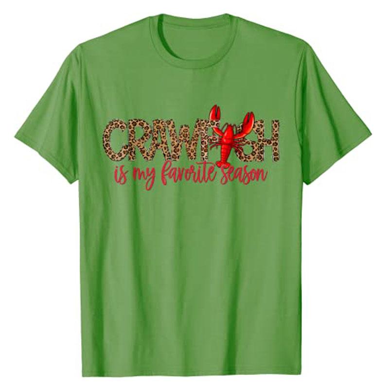 Crawfish Is My Favorite Season Leopard Cajun Lobster 2026 TShirt Graphic Tee Tops Novelty Gifts Y2k Foodie Streetwear Clothing