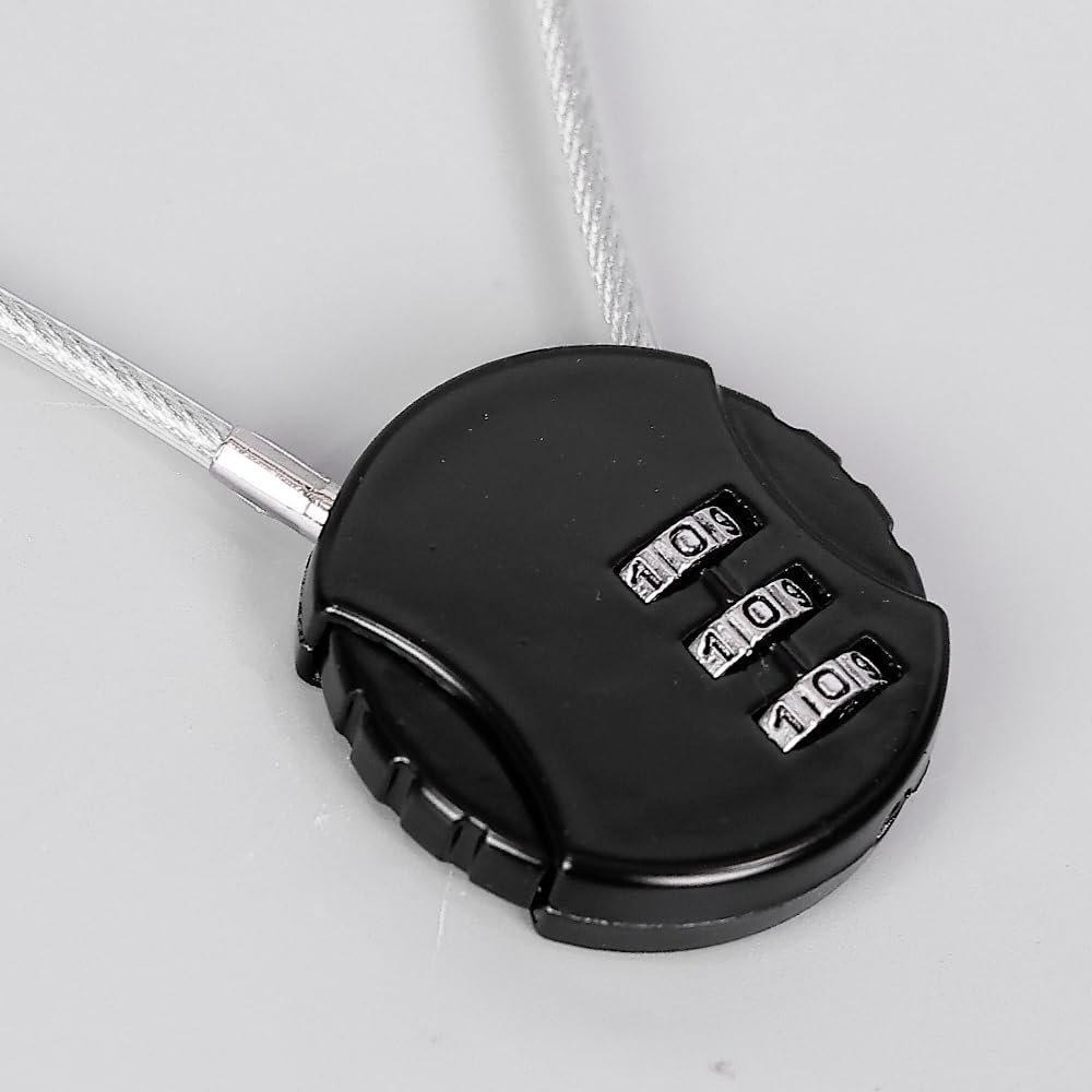 ANSAIRUI 3-Digit Combination Cable Lock, 75cm Coated Steel Wire Padlock for Suitcase, Travel, Helmet, Office, and School